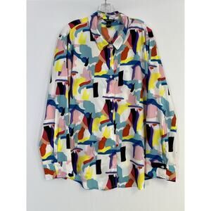 Millennium Abstract Print Blouse Womens Sz 3X Long Sleeve Button Down Shirt